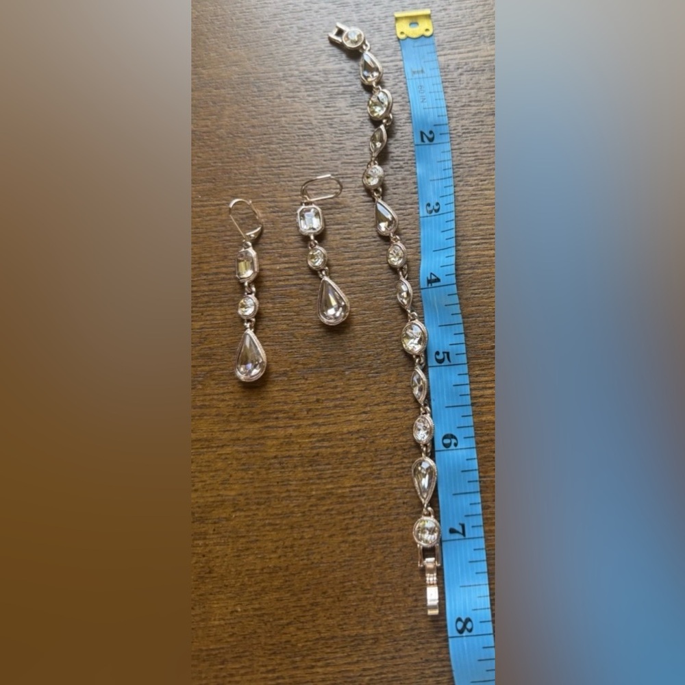 GIVENCHY Rhinestone Bracelet & Earrings In Rose Gold- Stamped - Picture 6 of 12